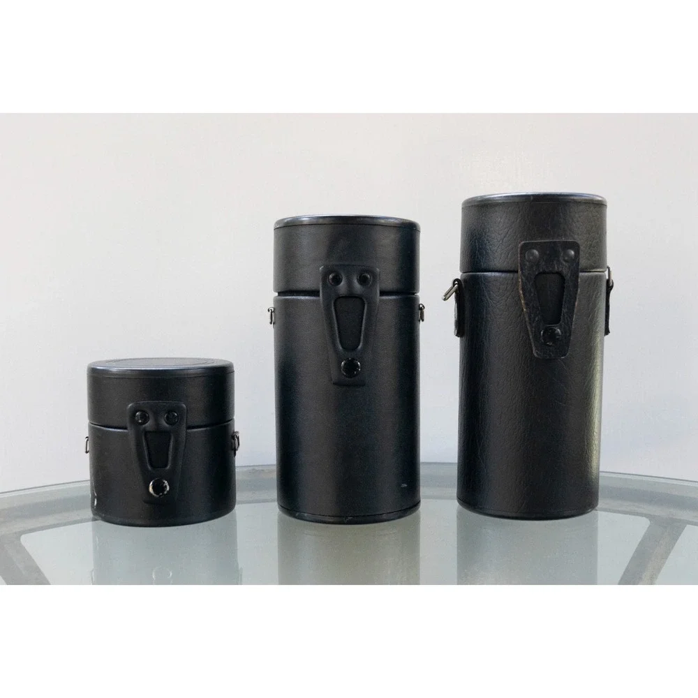 Lot of 3 - Camera Lens Hard Leather Cases Vintage 8